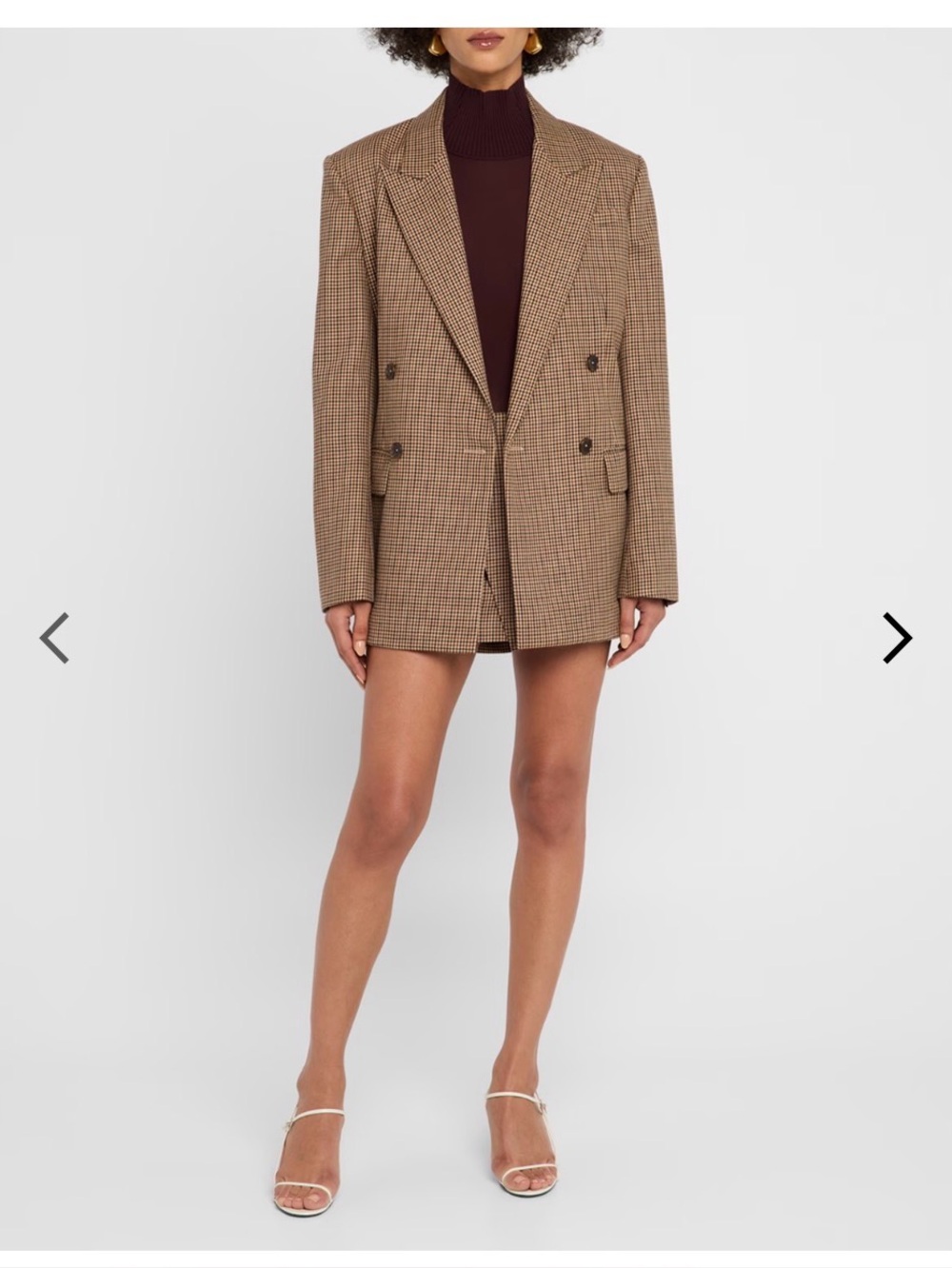 A.L.C. Women’s Brown Houndstooth Double-Breasted Blazer